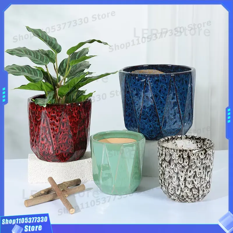 Bonsai Garden For Sale - Glazed Ceramic Cylindrical Bonsai Pot for