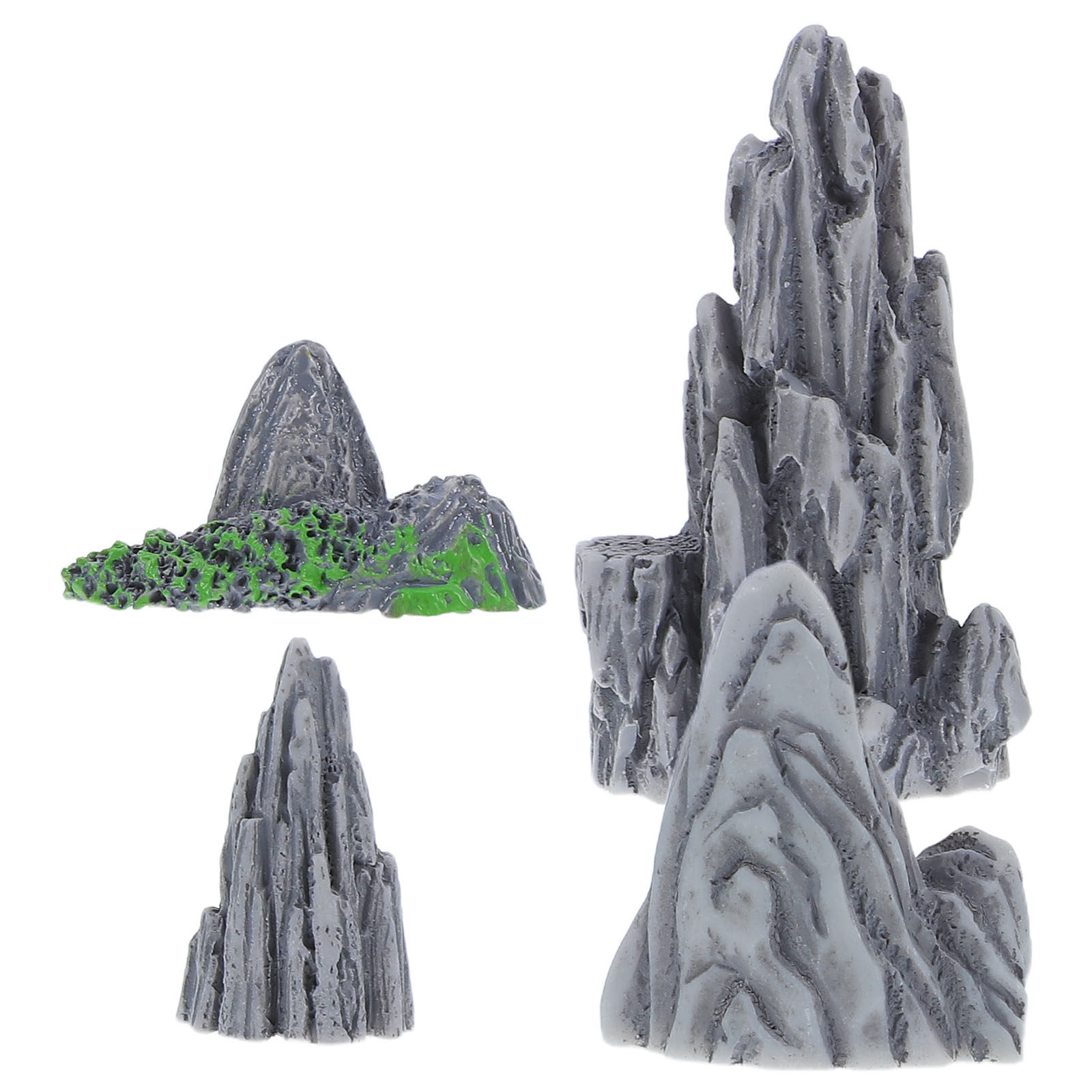 Bonsai Garden Set Up - 4Pcs Detailed Mini Resin Rockery Statues